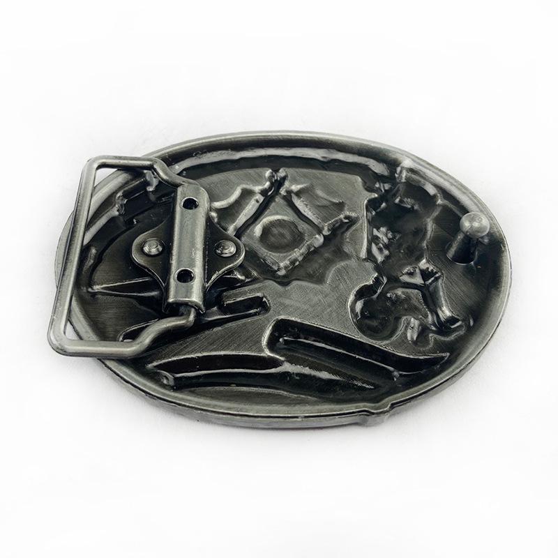 Retro Masonic Plate Buckle: American West-Inspired Fashion Belt