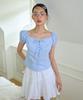 SALON DE YOHN Ribbon Cotton Blouse_ Blue