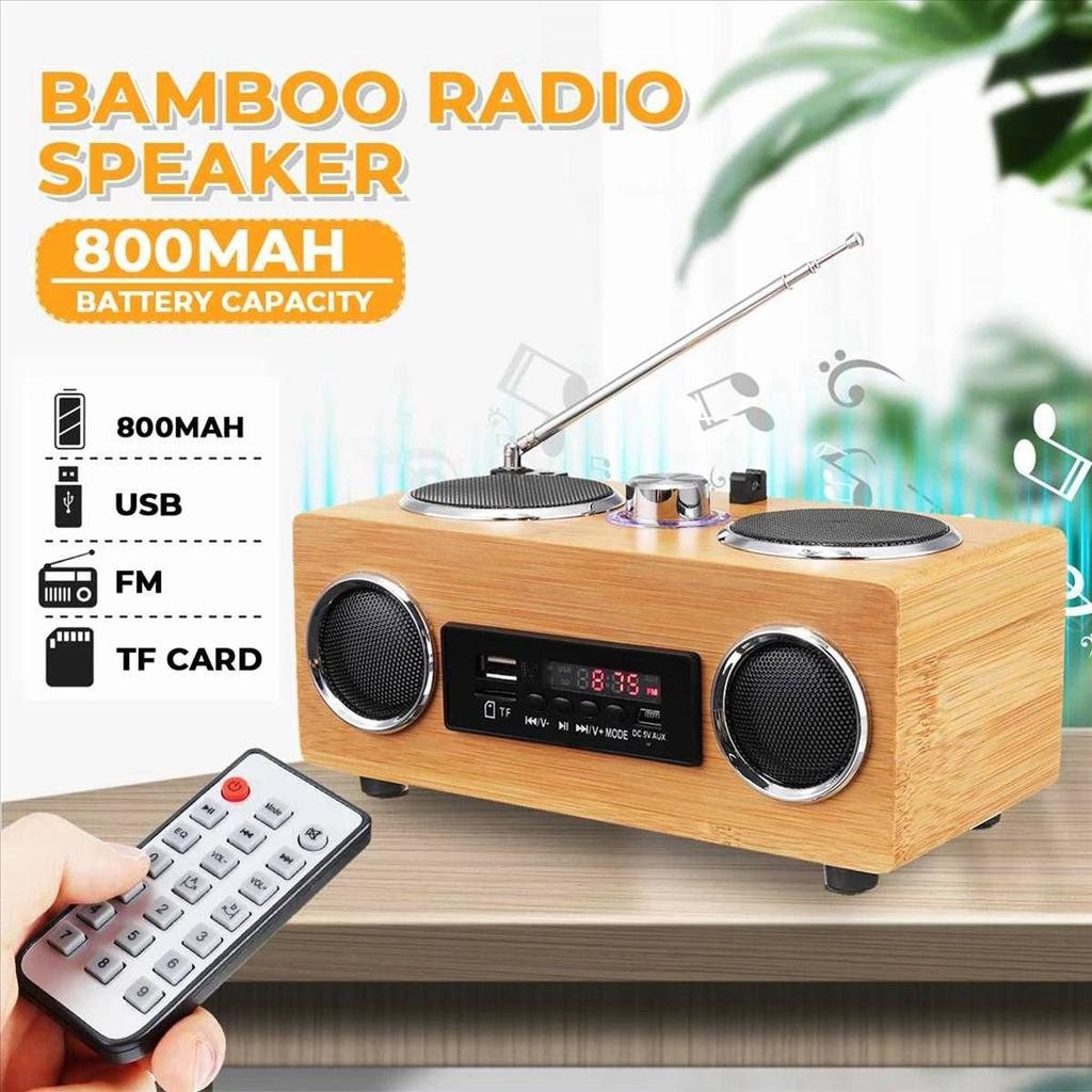 Wireless Wooden Retro Speaker Radio Subwoofer Home Sound Column Bluetooth Music Center Support USB/TF/FM