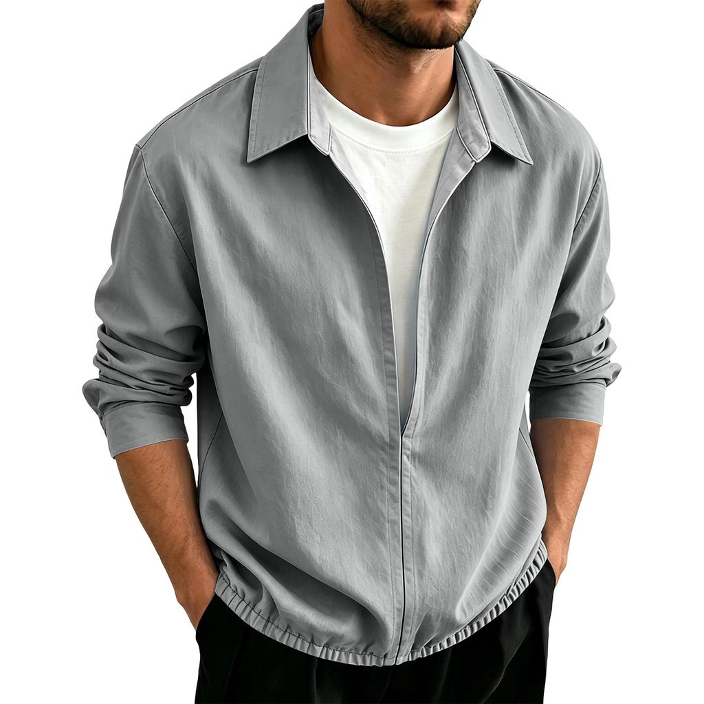 Men's Long Sleeve Pullover Shirt for Spring and Fall Casual Wear