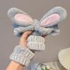 Autumn And Winter New Plush Rabbit Ears Hair Band, Wrist Band, Face Wash, Moisture-Proof Sleeve Artifact Three-Piece Set, Headband, Headband.