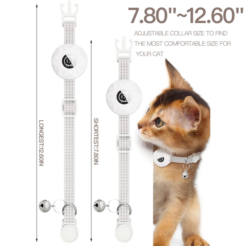Per Collare per Gatto Apple AirTag, Collare per Animali Air Tag con Supporto AirTag e Campanellino Riflettente GPS Collare per Gattini per Ragazza Ragazzo Gatti gatos