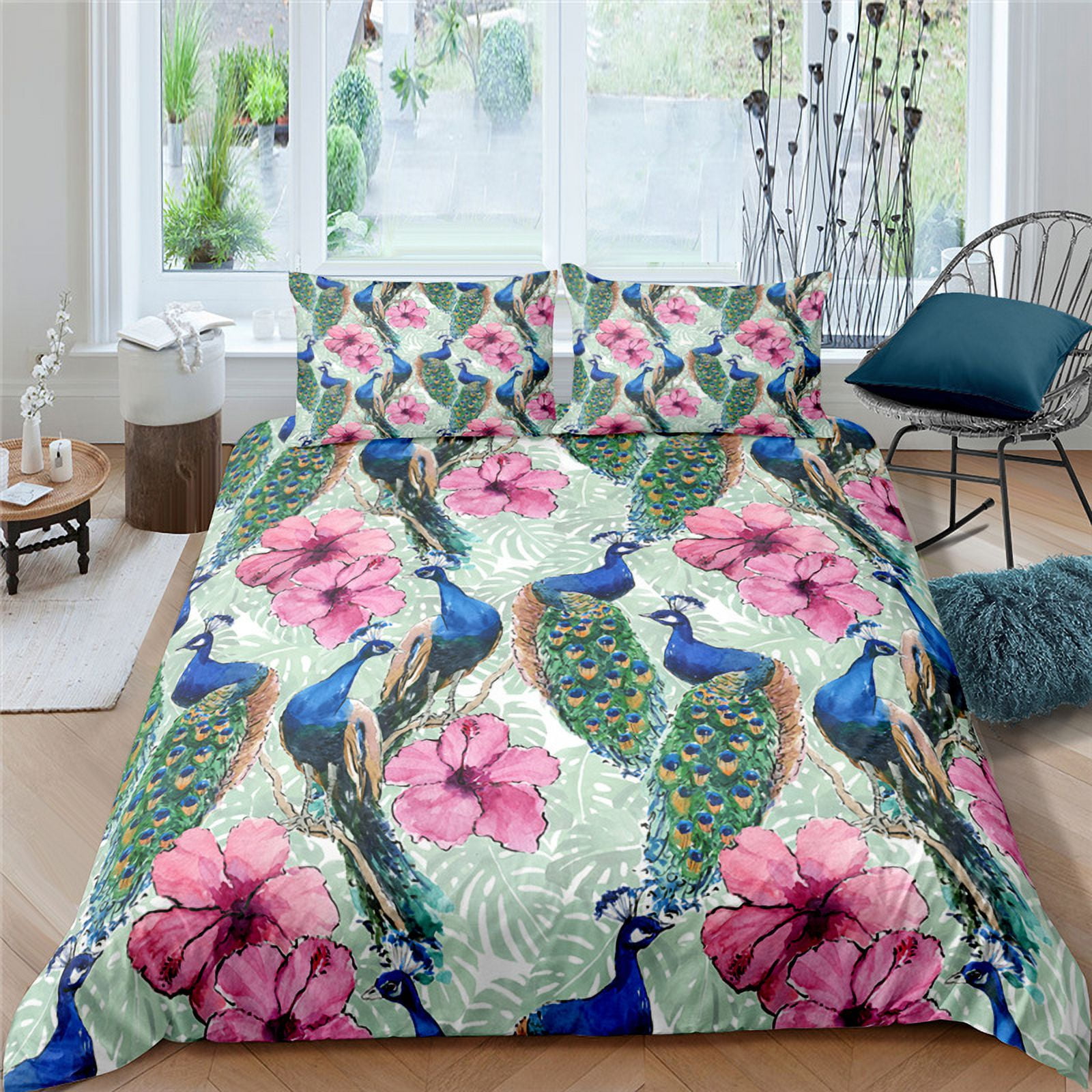 

Peacock Soft Duvet Cover Set Quen Sized Dimensions Lovely Animal Theme Beding Set Print for Children s Adult Peoples plus Tens, Soft Warm plus 135*200cm Eu-Single