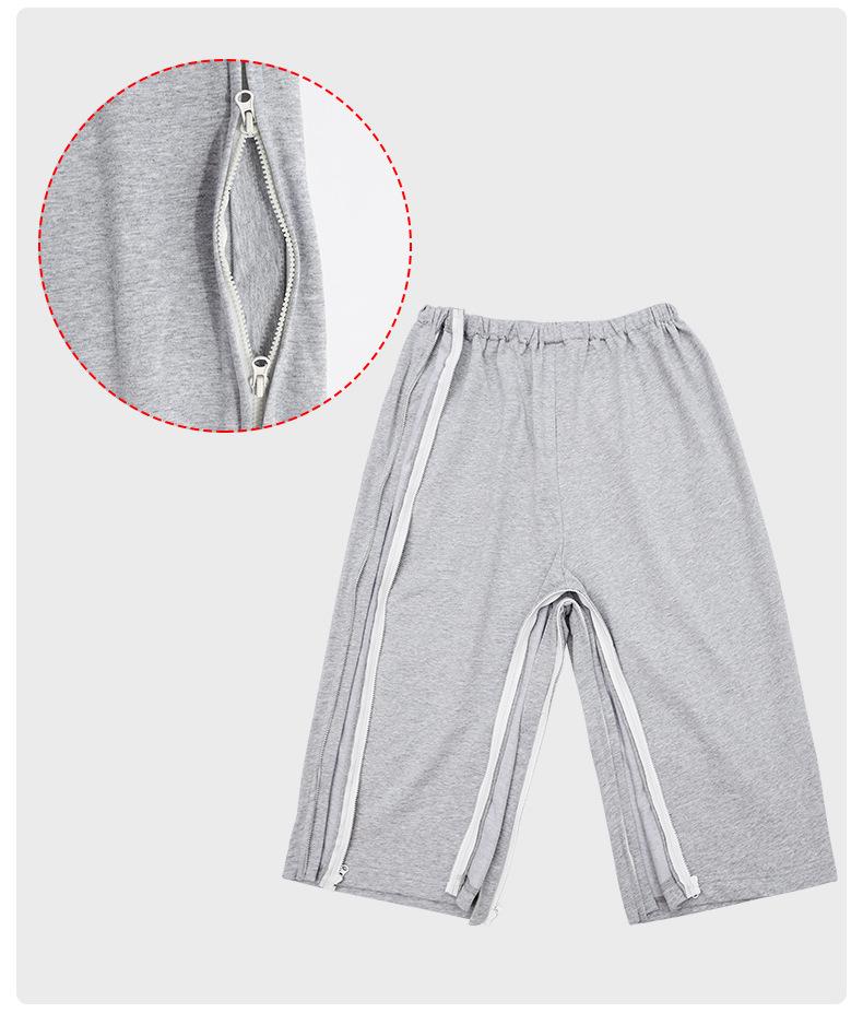 Pantaloni con Cerniera a Cavallo Aperto Facili da Indossare per Pazienti Paralizzati e Allettati, Ideali per l'Estate, Leggeri, Unisex