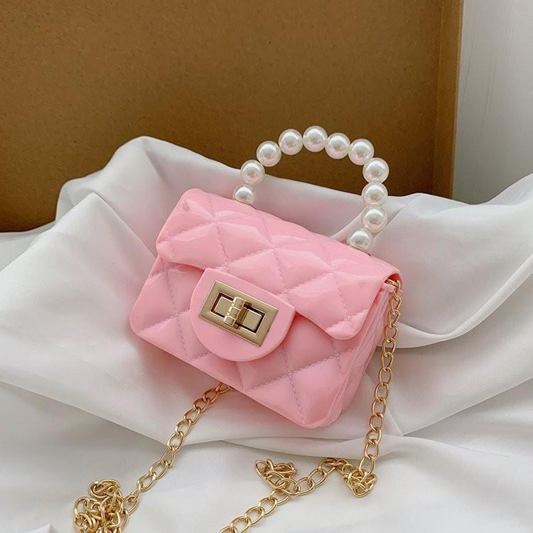 New Pearl Chain Mini Children's Bag 2022 Fashionable Small Girls Crossbody Jelly Bag