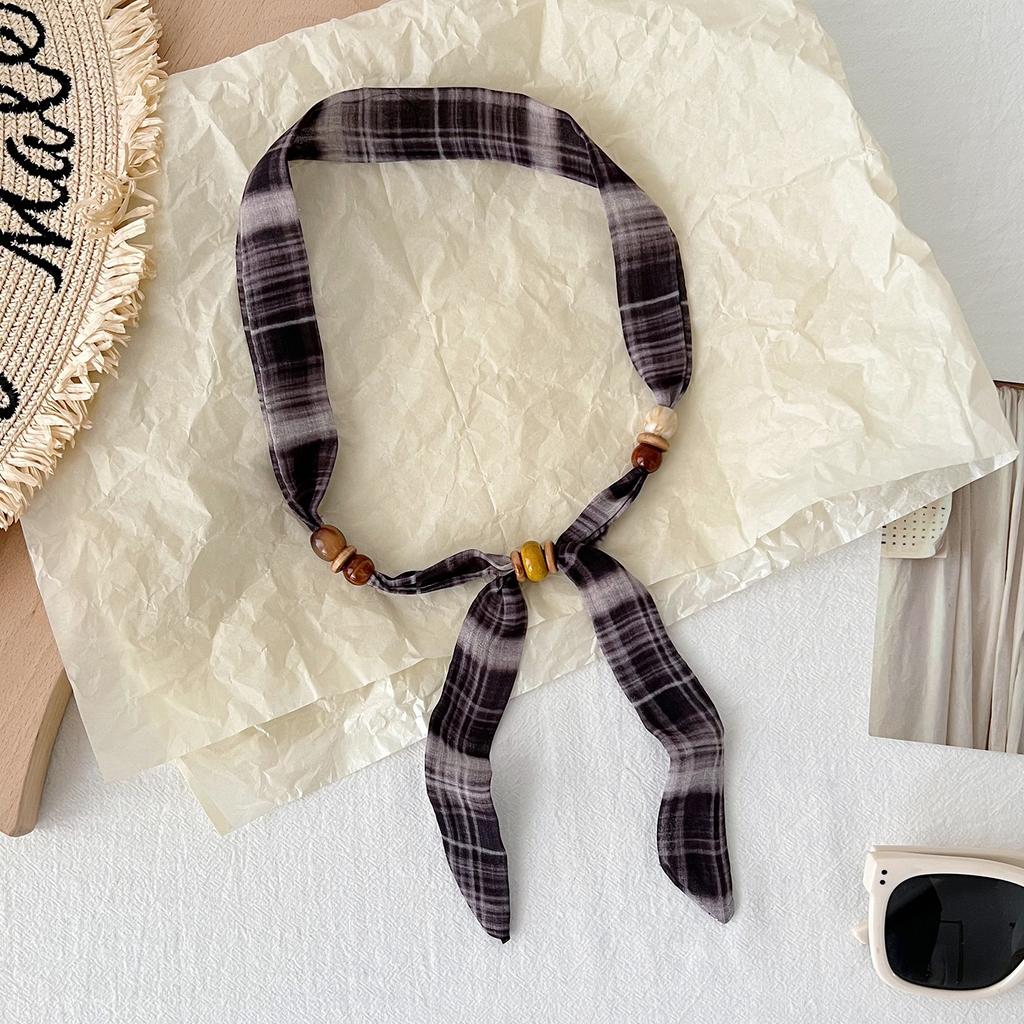 New Korean Version Versatile Polka Dot Beaded Narrow Silk Scarf Women's Summer Decoration Long Scarf Adjustable Fashion Accessories