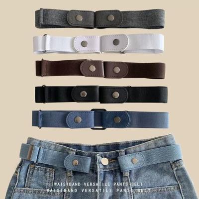 Easy To Wear Elastic Waist Band Canvas Waist Tighten Belt Buckle-Free Belts  Fashion Wear