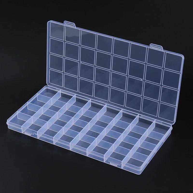 32 Grid Compartment Plastic Transparent Storage Box Jewelry Earring Bead Screw Organizer Case Container Display Holder