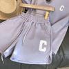 Bestselling Casual Letter Print Sportswear Set with Round Neck, Short Sleeves, and Drawstring Shorts - Perfect for Home or Outings