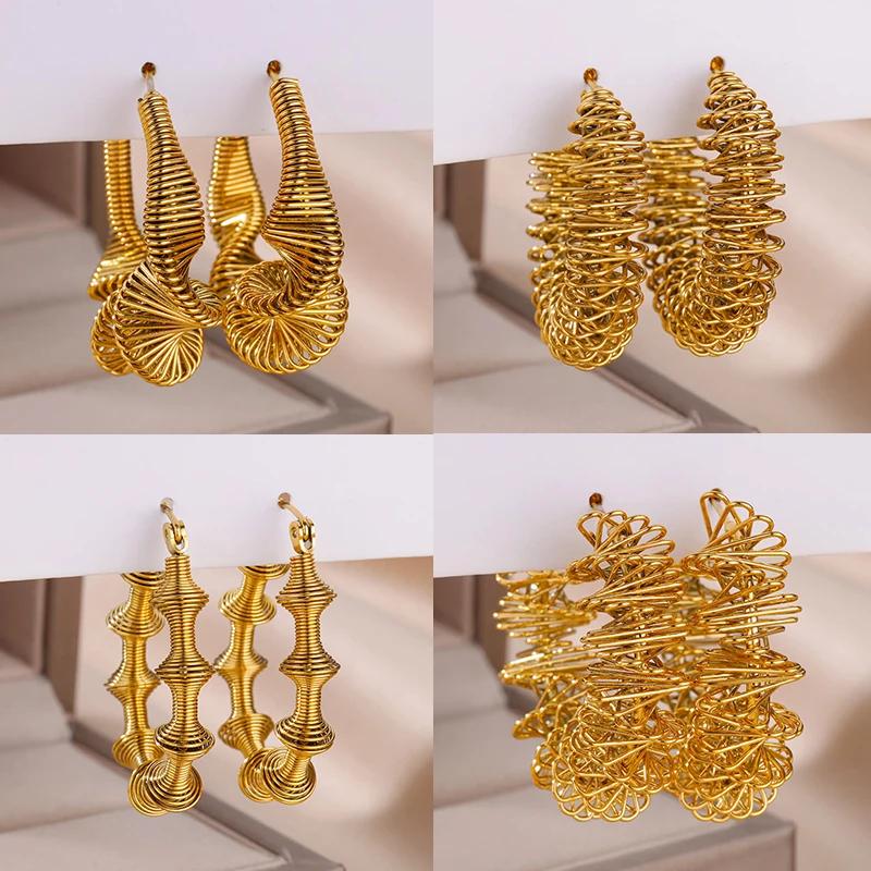 New In Irregular Vintage Coil Earrings For Women Stainless Steel Earrings Trending Piercing Luxury Jewelry Christmas Gift