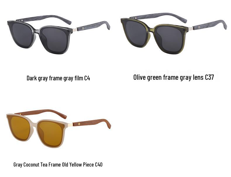 Stylish Large Frame Retro Sunglasses, UV Protection, Polarized Wood Grain Design for Men & Women, Slimming Effect for Broader Faces.