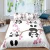 Kids Panda King Queen Duvet Cover Cute Animal Bedding Set For Boys Girls Cartoon Style 2/3pcs Quilt Cover Flower Comforter Cover