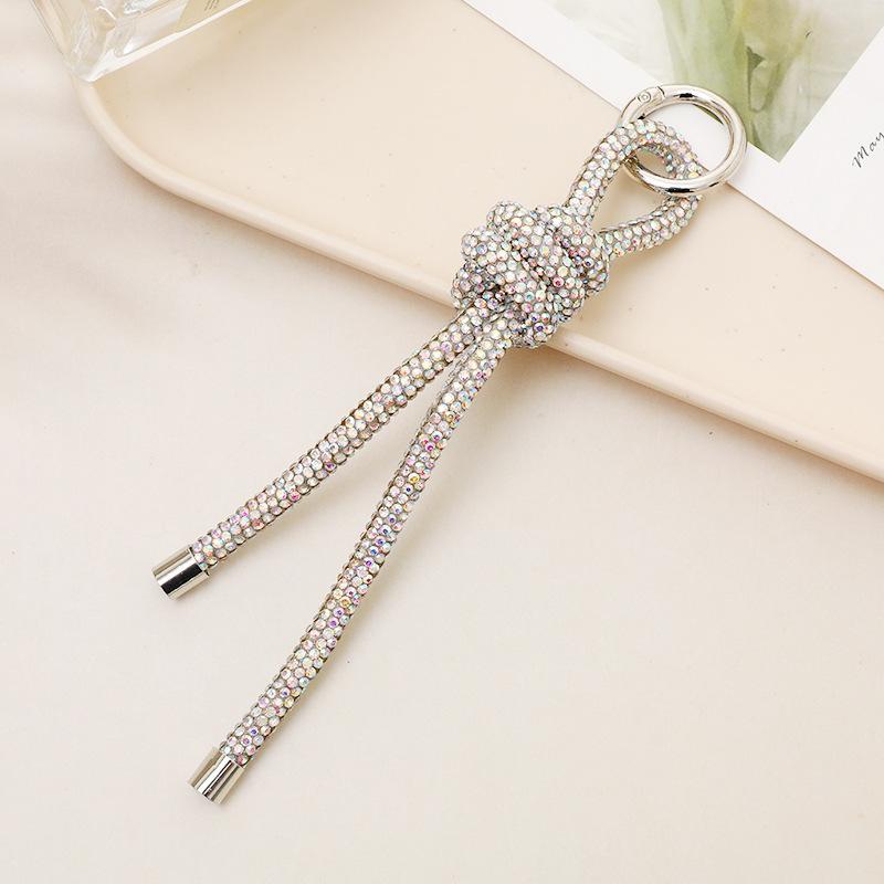 Sparkling Rhinestones Keychain Charm Elegant Hanging Rope Accessories For Phone Stylish Bag Pendant Trendy Ladies Keyring
