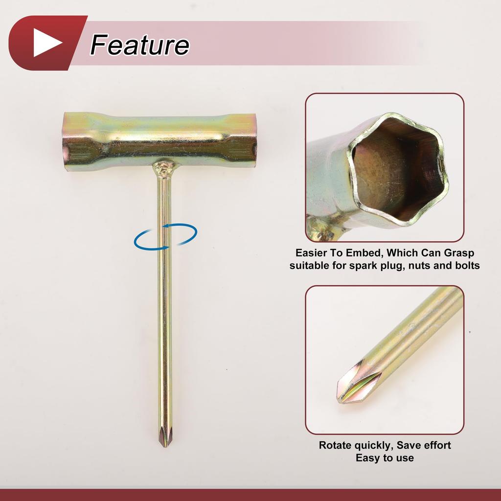 HEROFFIX 1PC T Type Spark Plug Socket Wrench Durable Spanner Socket Remover 10.8x7.3cm High