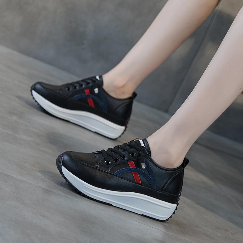 

Black dad shoes for women 2025 new spring sports and leisure Forrest Gump shoes lightweight thick soles inner height increase white shoes for women 40