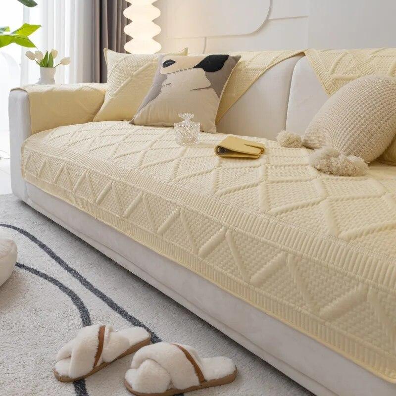 Cotton Sofa Covers Embroidered Sofa Cover Towel Universal Living Room Sofa Cushion Non-Slip Sofa Back Cushion Armrests Cover