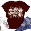 Women's Casual Fashion Street Slim Short Sleeve Mother's Day Printed T-Shirt Top