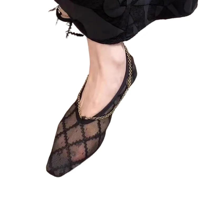 Fashion 2025 Hot Sale Ladies Shoes Slip-on Women's High Heels Fashion Mesh Casual New Square Toe Best Seller High Heels Zapatos Mujer