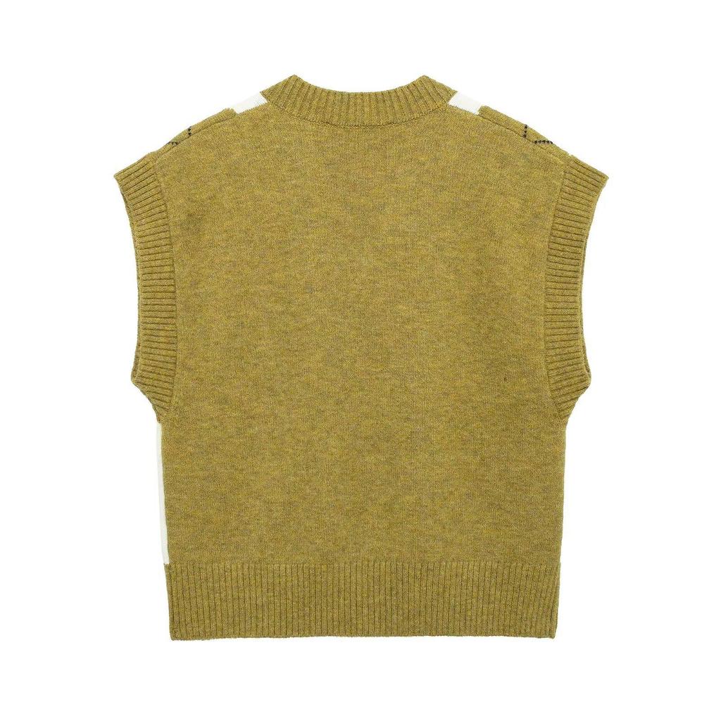 Spring 2025 European & American Style Diamond Pattern Jacquard Knit Vest for Women
