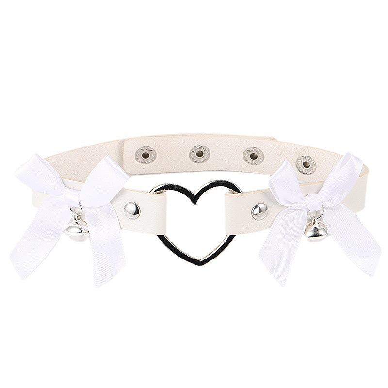 Sweet Heart Collar Bow & Bell Choker Necklace - European & American Style