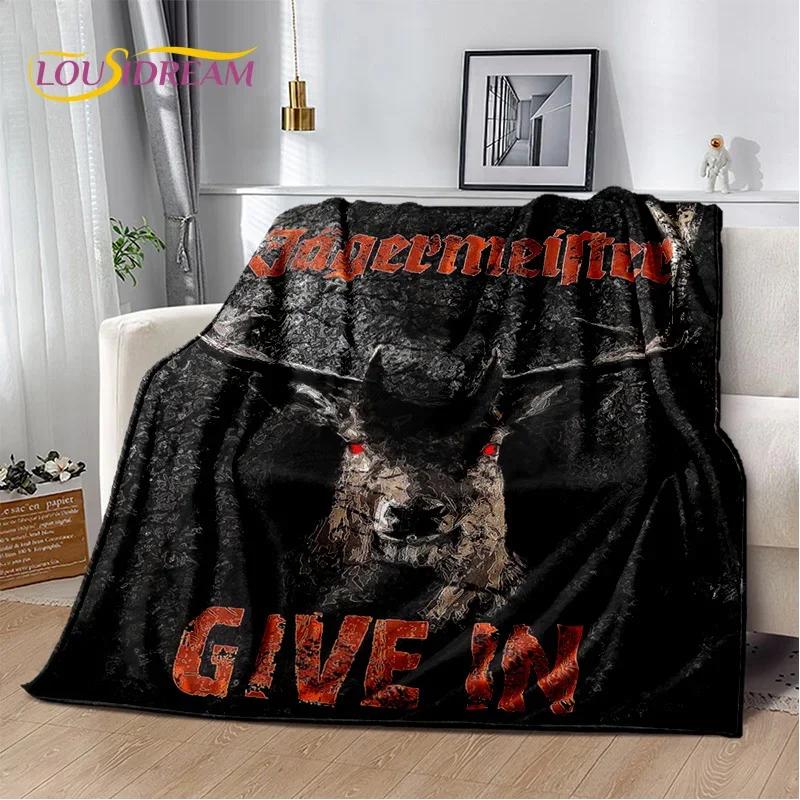 3D German Jaegermeister Logo Elk Soft Flannel Blanket for Beds Bedroom Sofa Picnic,Throw Blanket for Cover Outdoors Leisure Gift