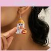 Halloween Themed Cartoon Ghost Milk Tea Pumpkin Pattern Women Acrylic Earrings For Teens And Adults