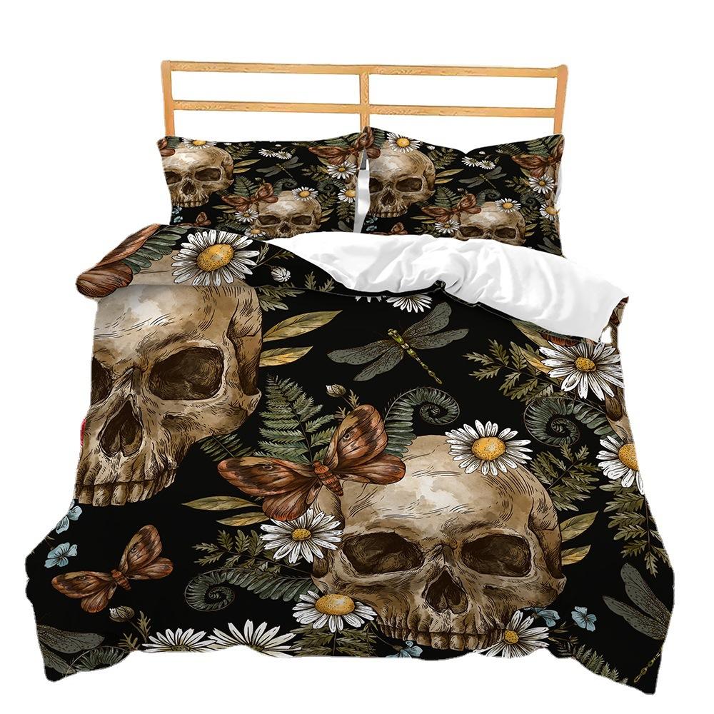 Three-Piece Skull Halloween Bedding Quilt Cover Digital Printing Kit Batch