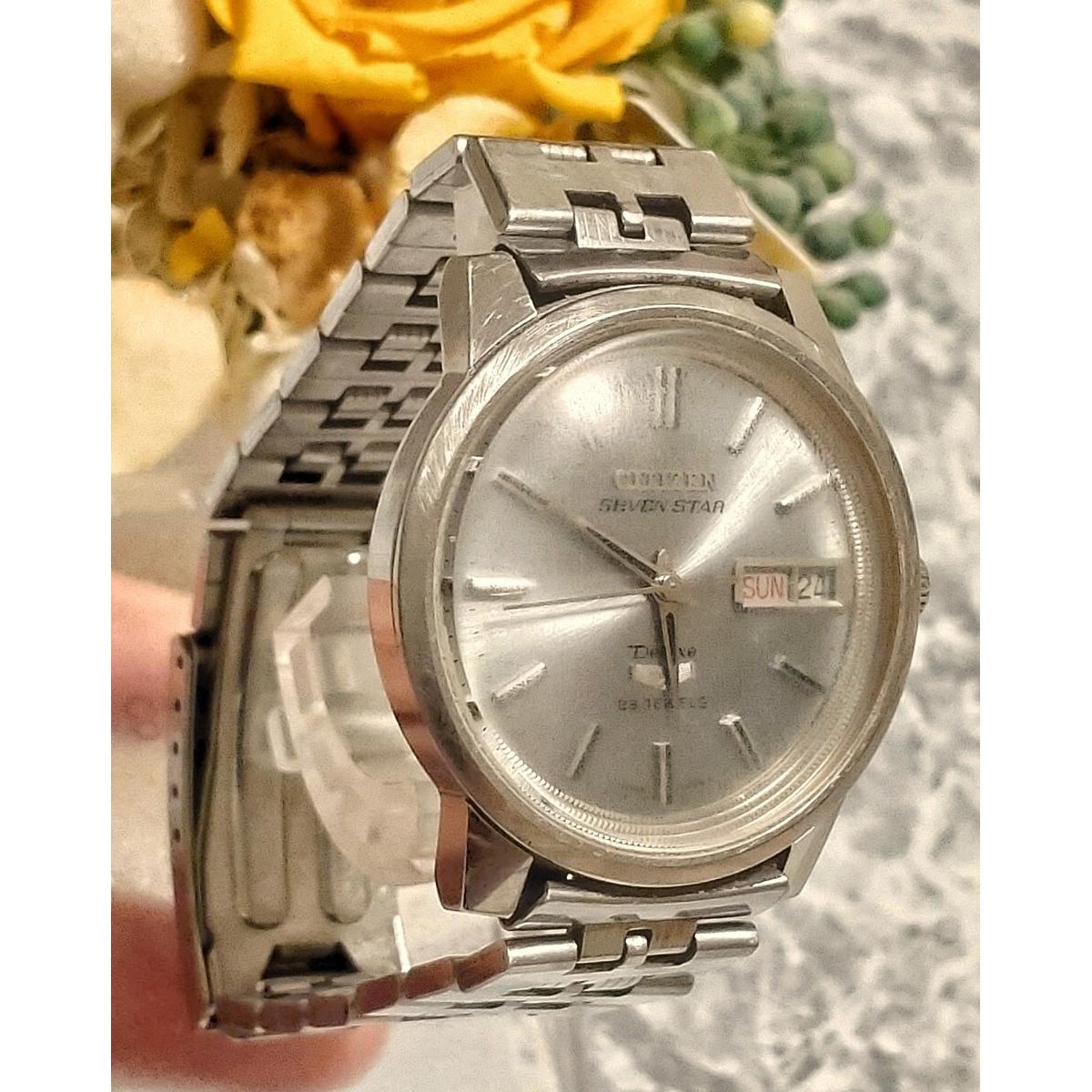 Used Working item CITIZEN Citizen Seven Star Deluxe 23JEWELS Men s Watch Silver Day Date Automatic Winding Vintage