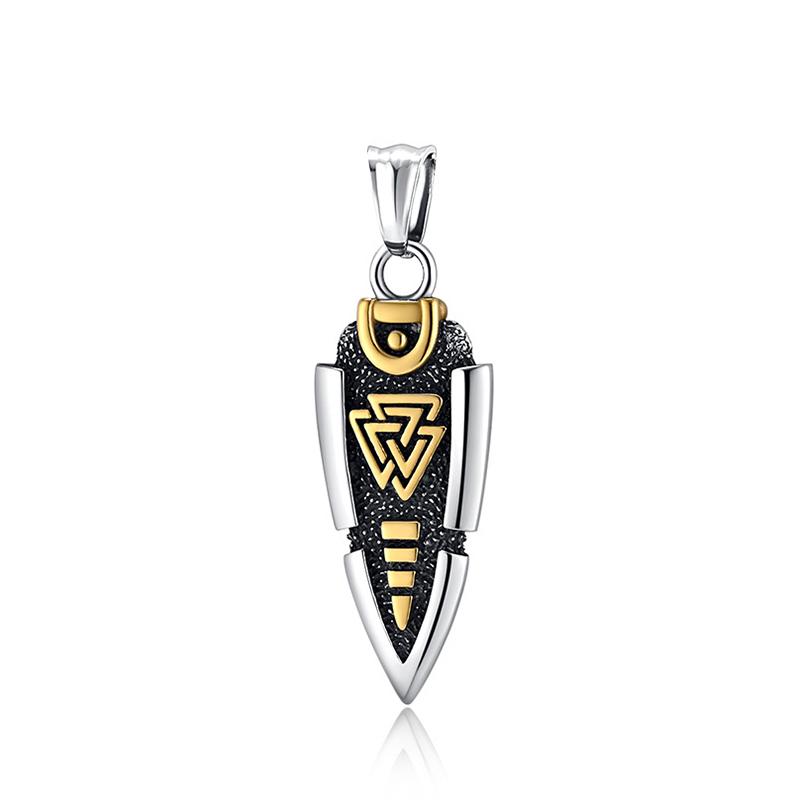 Vintage Stil Nordisch Odin Speer Anhänger Trendig Edelstahl Gungnir Pfeilspitze Halskette Herren Wikinger Rune Valknut Amulett Schmuck