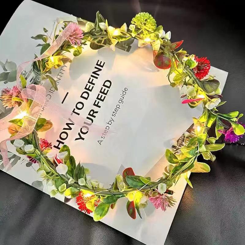 

Светящийся венок из цветов феи в стиле Мори - Свадебная заколка для волос и детский фотоаксессуар