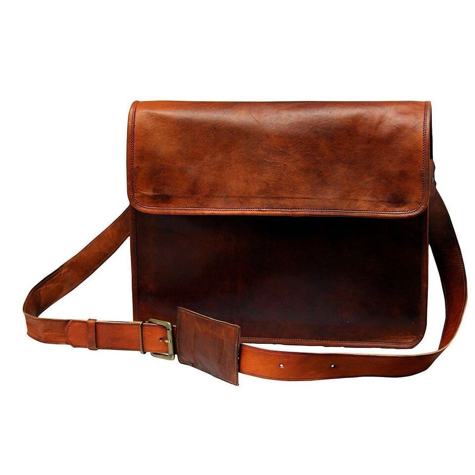 Skórzana torba listonoszka na ramię w stylu vintage, męska, teczka na laptopa