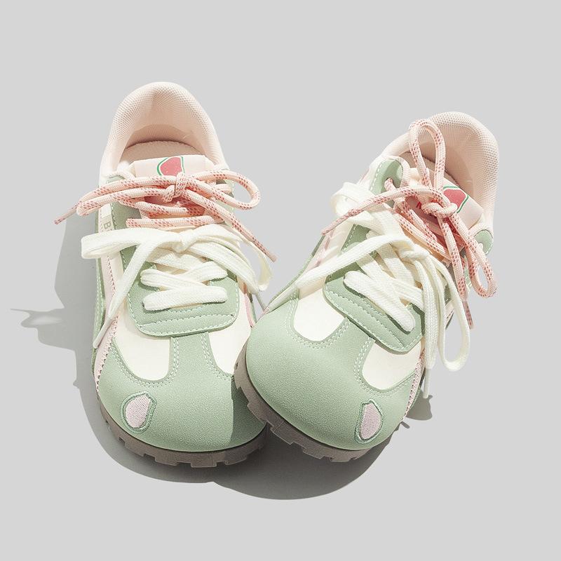 Korean Fashion Women's Shoes All-match Color Matching Dexun Shoes Double-lace Flat Sports Shoes Casual Forrest Gump Shoes