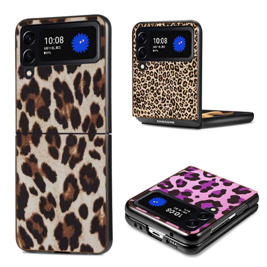 Fashion Tiger Leopard Print Panther Cool Phone Case For Samsung Z Flip 7 6 5G Galaxy Z Flip4 Z Flip5 Z Flip3 Coque Black Hard PC
