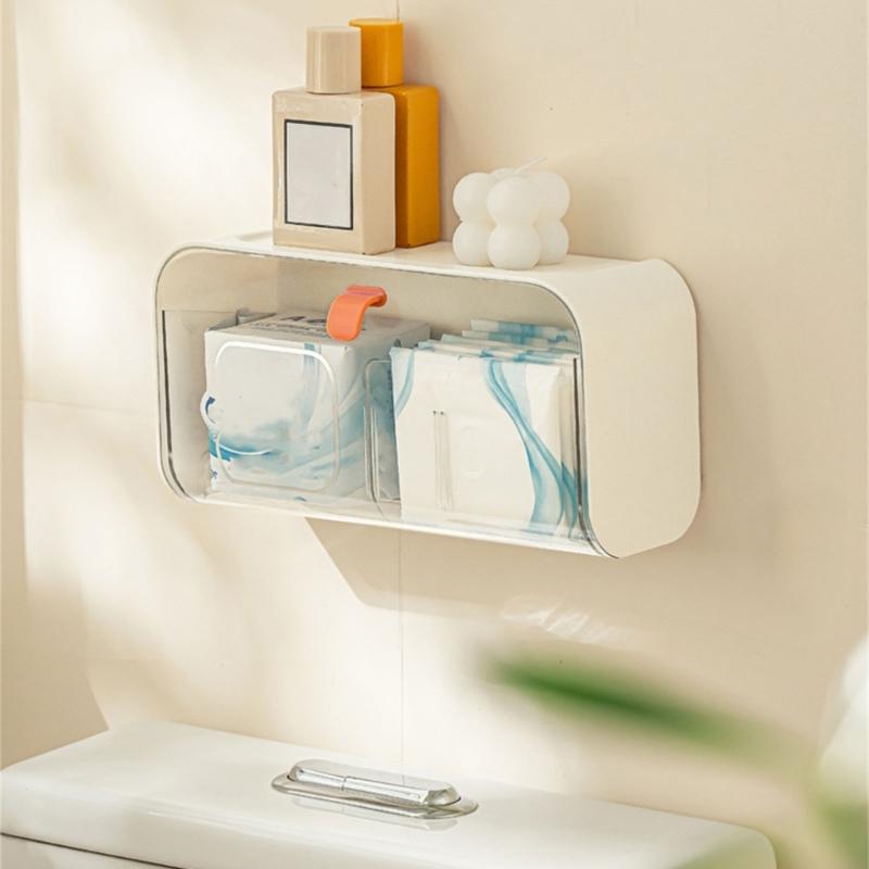 Wall Hanging Storage Box for Jewelry and Cosmetics Space Efficient Bathroom Organizer Dustproof Makeup Accessories Case