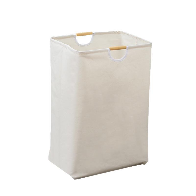 Foldable Laundry Basket with Wooden Handles - Waterproof, Large Capacity, for Toys and Clothes, Cotton and Linen Fabric