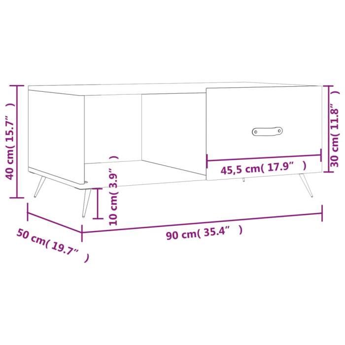 VidaXL Table basse blanc 90x50x40 cm bois d'ingénierie 829180