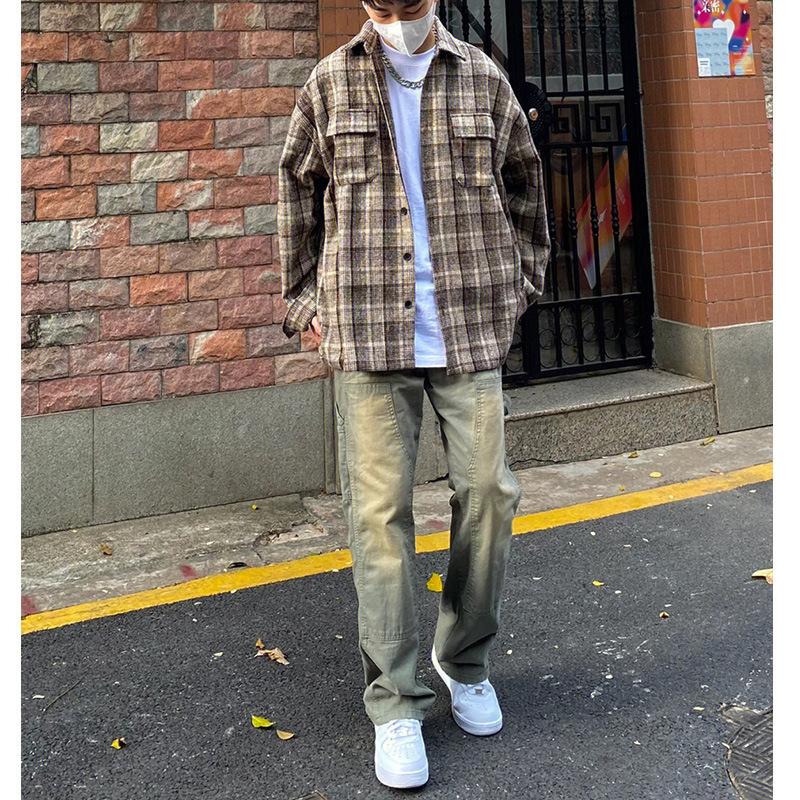 

JYL Mens Jeans Vintage High Street American Vibe Autumn Winter Loose Straight Denim S blizzard синього кольору