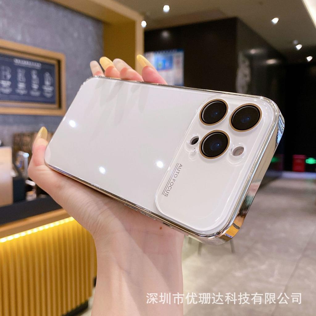 Applicable to iPhone11promax electroplated glass mobile phone case large window Apple 11 simple solid color all-inclusive sheath