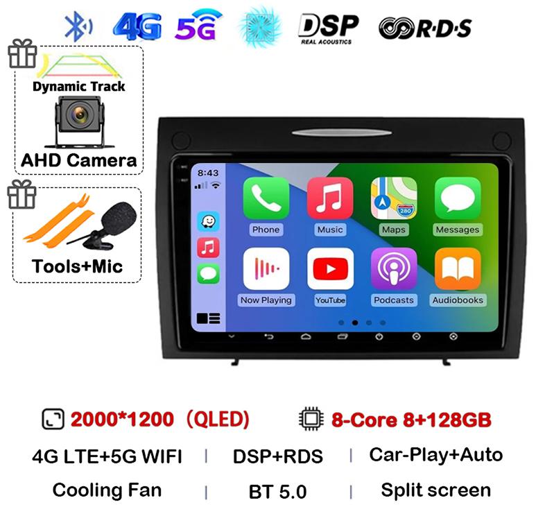 Android 14 Carplay Auto For Mercedes Benz SLK Class R171 SLK200 SLK280 SLK300 2000-2011 Car Radio Multimedia Video Player Stereo