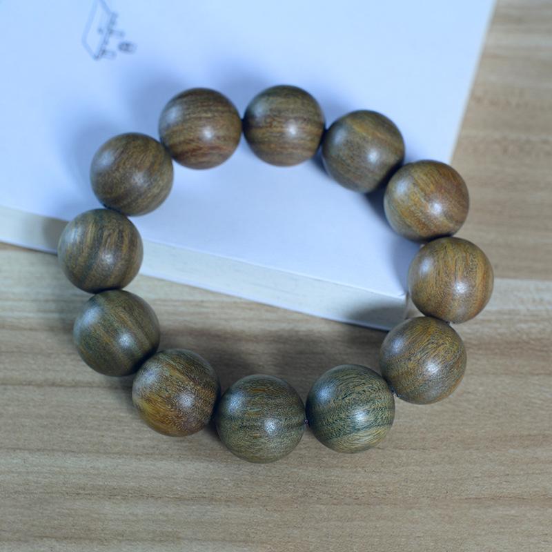 Fine Argentinian Green Sandalwood Single Circle Men's Bracelet Ethnic Style Sandalwood Buddha Pearl Bracelet Cultural Toy Bracelet