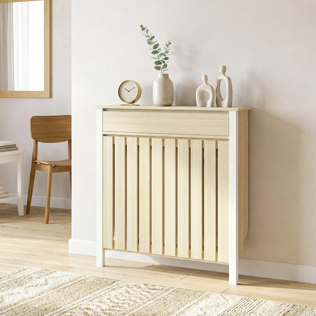 93 x 88.5cm Rustic-Look Radiator Cover - Oak