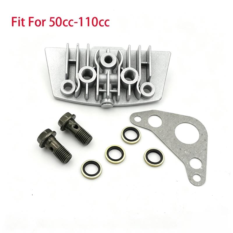 Horizontal Engine Repair Side Cover Kit for 50 110 125 140cc, Metal Oil Line Conversion Cover with Gasket and 2 Bolts