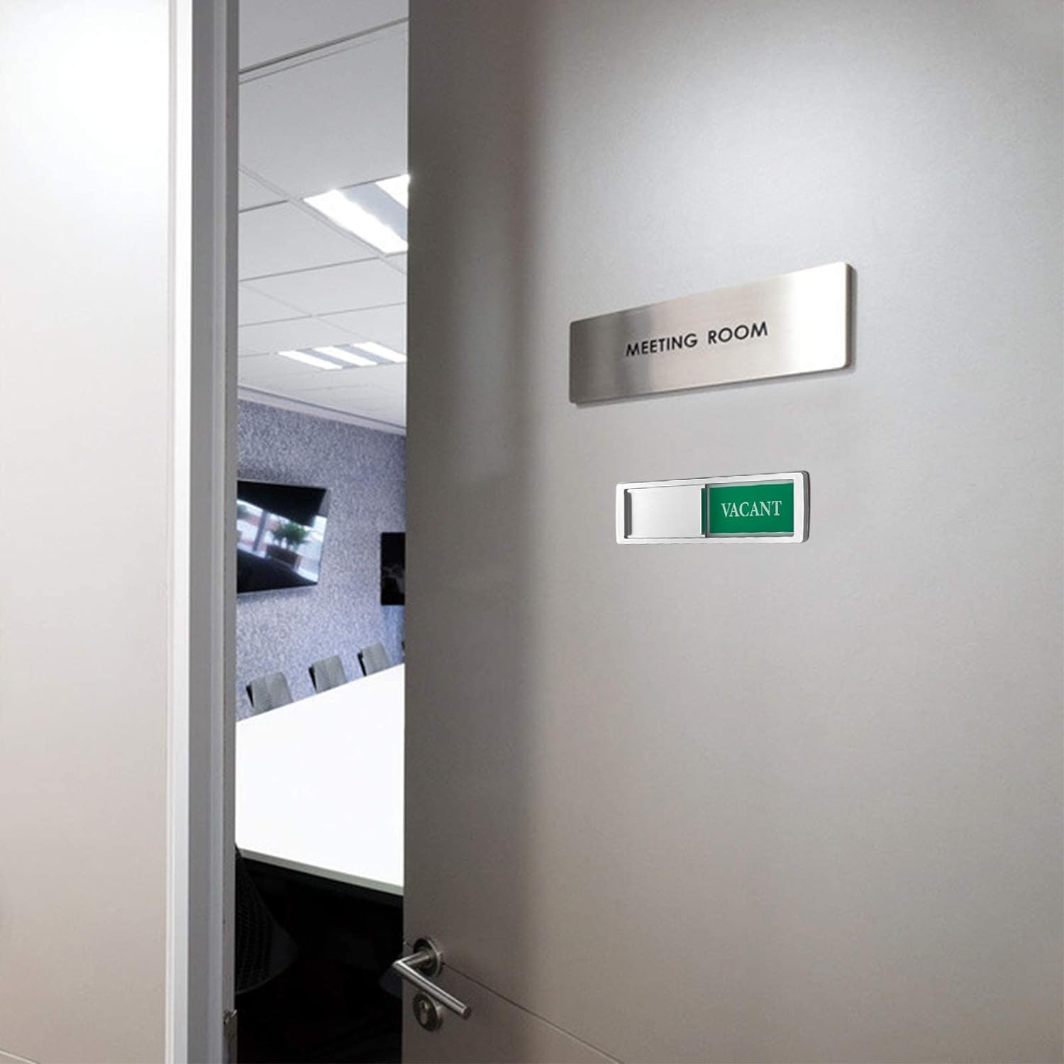 Namvo Vacant/Occupied Panneau De Porte Coulissante Pour Salle De Bain Home Office Salle De Conférence Blanc