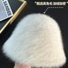 Rabbit Fur Hat Female Winter Big Head Circumference Bucket Hat Showing Face Small Plush Hat Warm Fluffy Bucket Hat