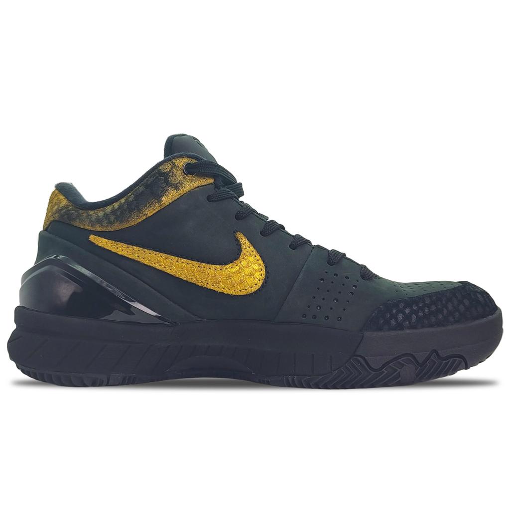 Nike Zoom Kobe 4 Protro 'Black Mamba' Cushioning Low top Basketball Shoes Unisex Black Gold FQ3544-001(Team188-)