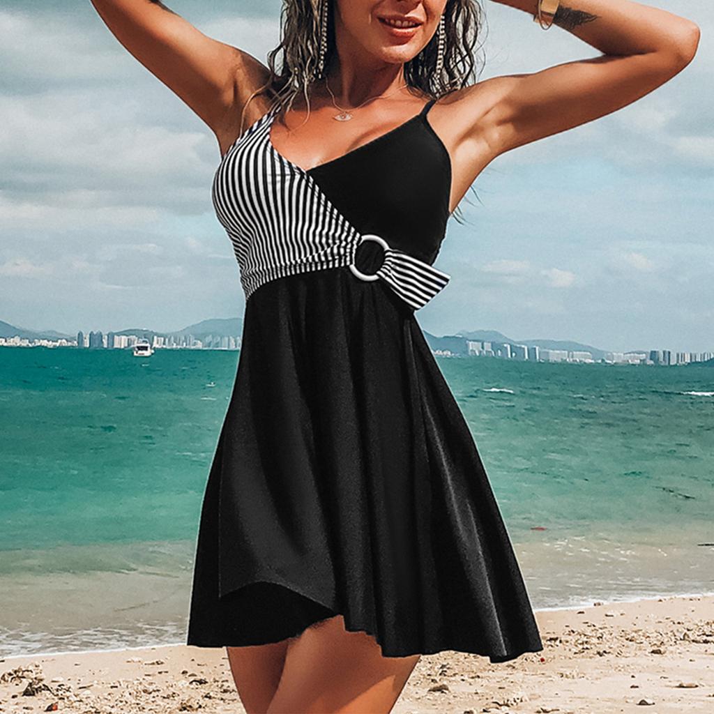 Women's Print Skirt Split Bikini With Chest Pads Without Steel Bra Swimsuit