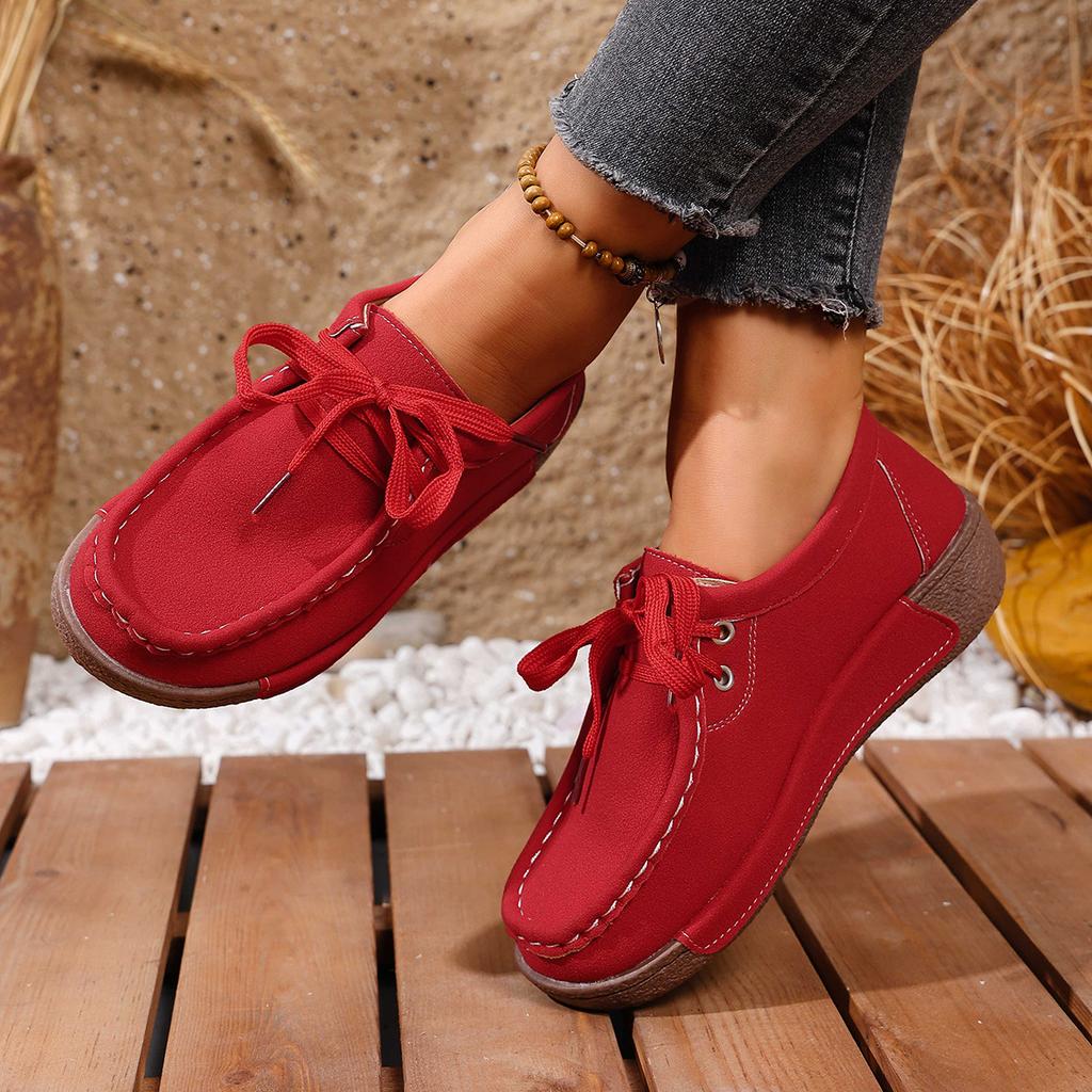 Shoes for Women Autumn Fashion Lace Up Platform Wedges Plus Size 36-43 Comfortable Non-slip Flats Sneakers Zapatos De Mujer
