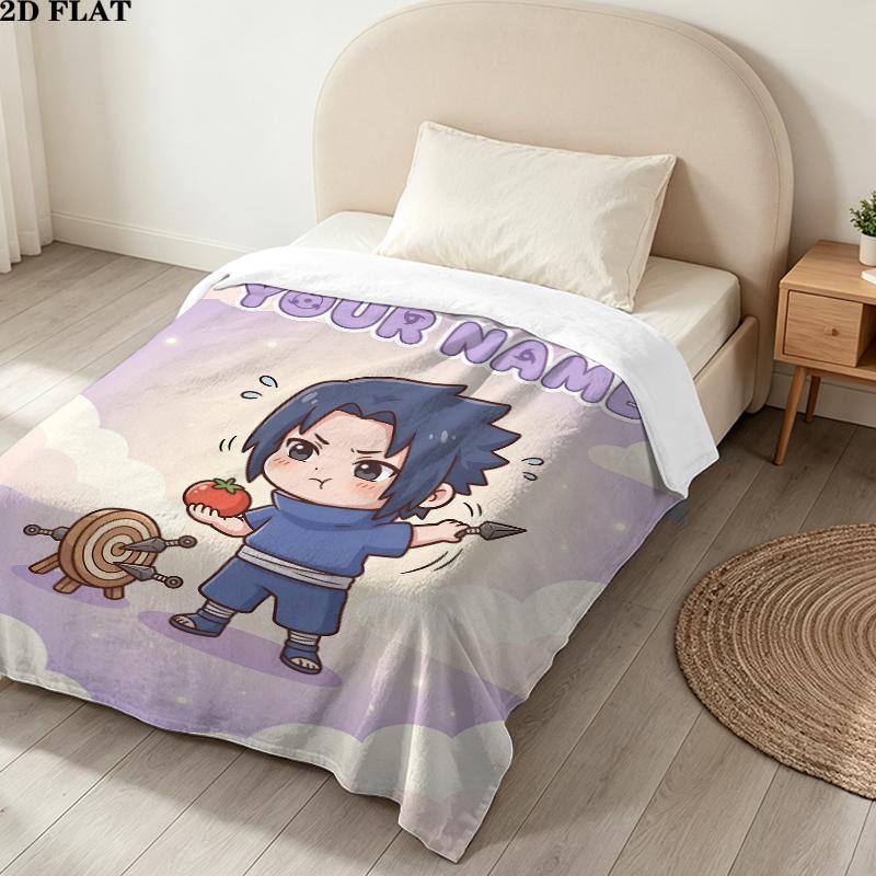 Custom Name,Naruto Printed Flannel Blanket, soft throw for bedroom sofa, washable, Christmas present, great gift.