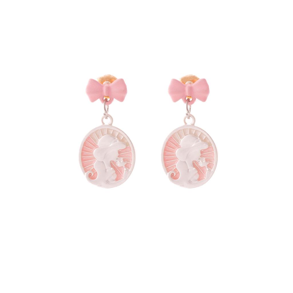Spring Sweet Girl Stud Earrings Pink Literary Bow Love Earrings Cute Lady Style Earrings