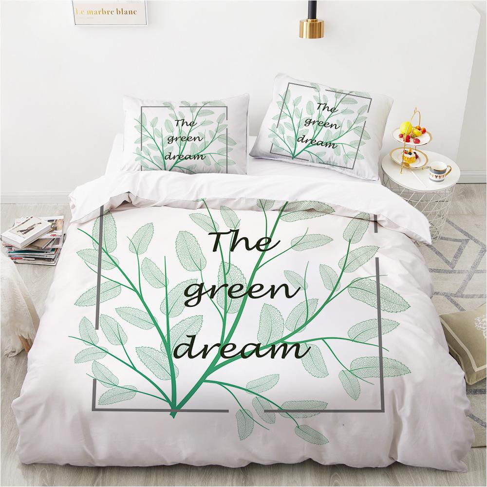 3D White Refreshing Bedding Set, Plant Spring Duvet Cover Pillowcase 2/3pcs, Women and Girls Cover Gift, King Queen Bed  Gift